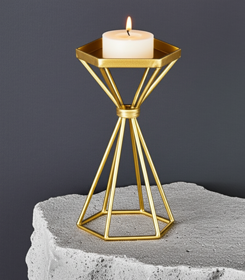 Single Gold Candle Holders